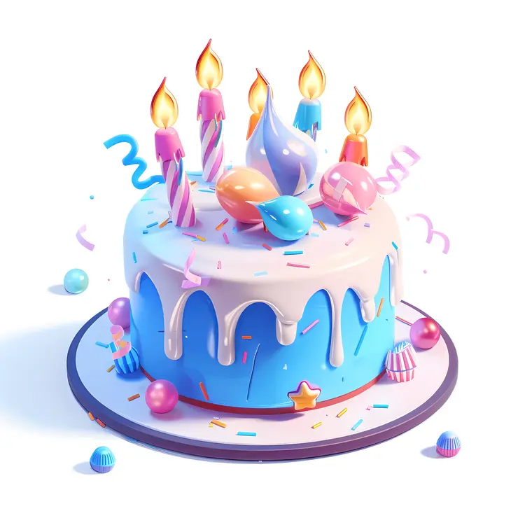 Birthday Cake with Multiple Candles
