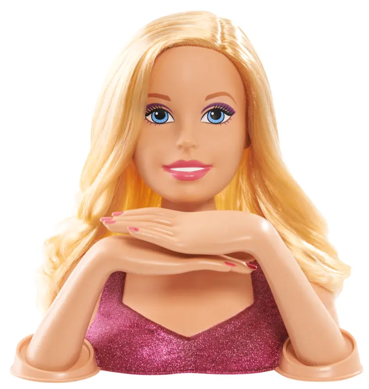 Blonde Doll Head with Pink Dress