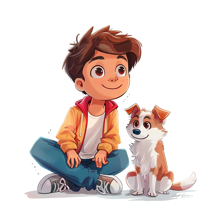 Boy and Dog Friendship Illustration