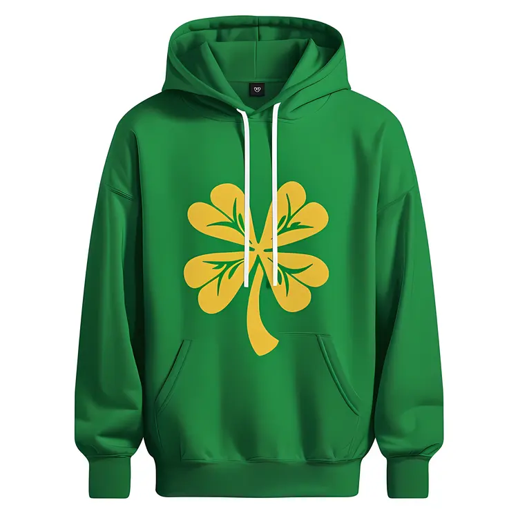 Green Hoodie with Yellow Shamrock