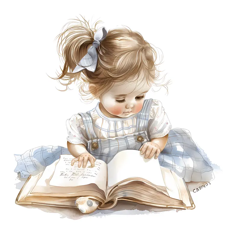 Cute Baby Reading a Book