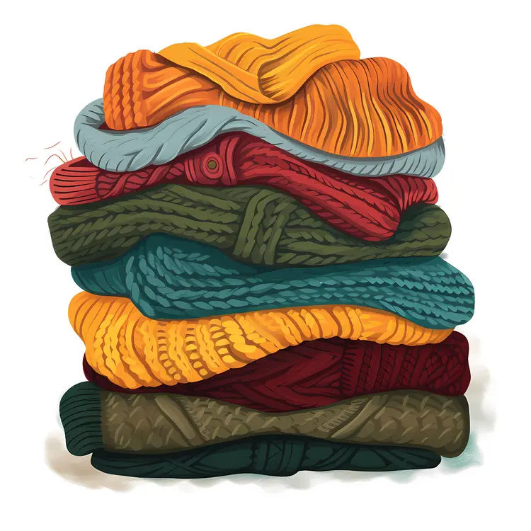 Stack of Warm Sweaters in Earthy Tones