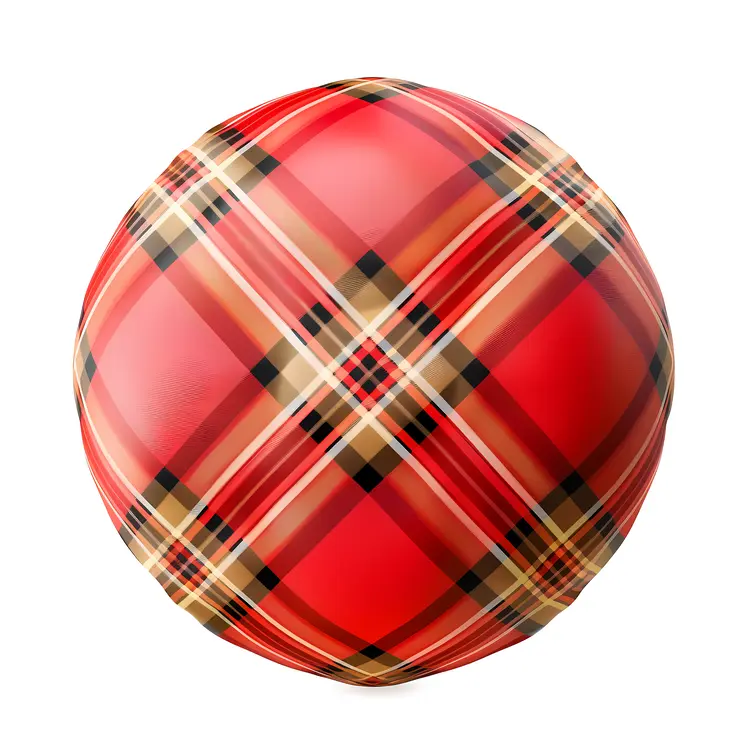 Red Plaid Sphere with Checkered Pattern