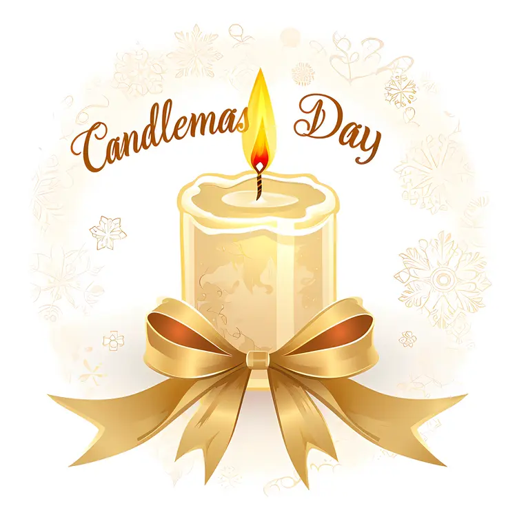 Candle with Golden Ribbon for Candlemas Day