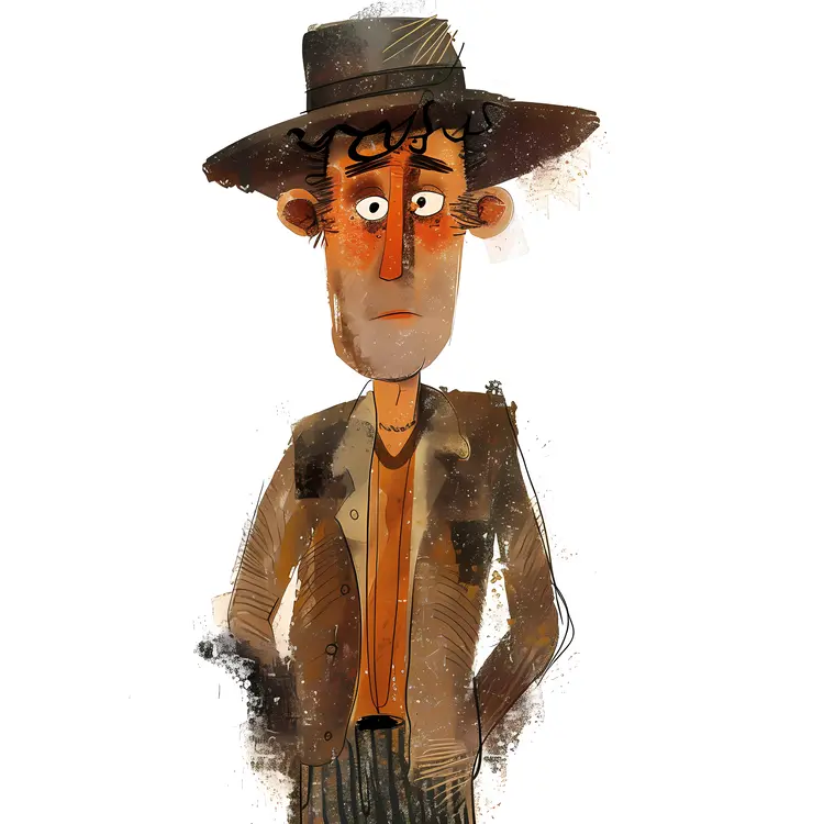 Serious Man in Brown Hat and Jacket