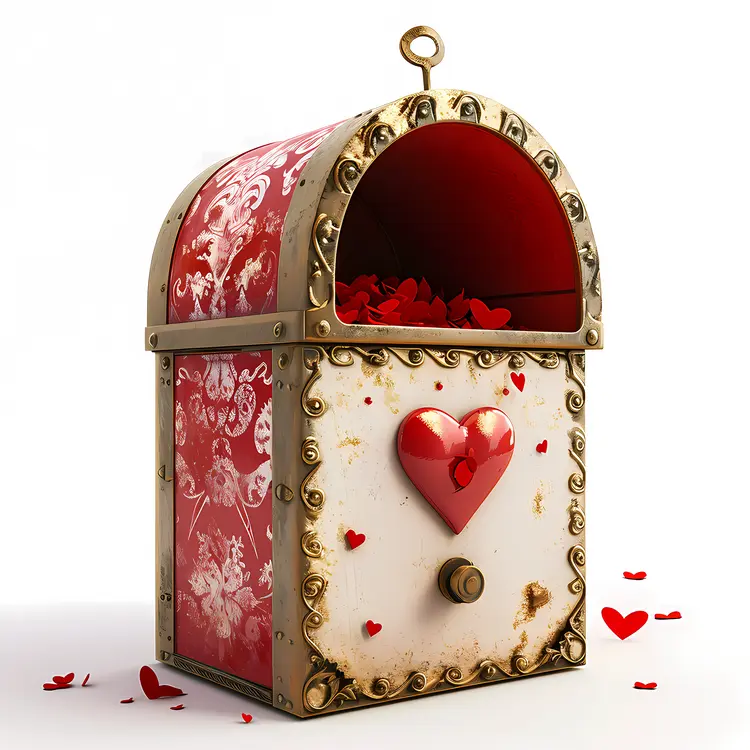 Red Mailbox with Heart and Floral Design for Valentine's Day