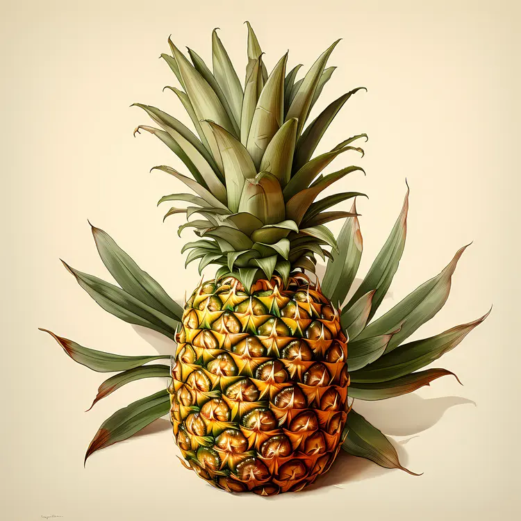 Fresh Pineapple with Green Leaves