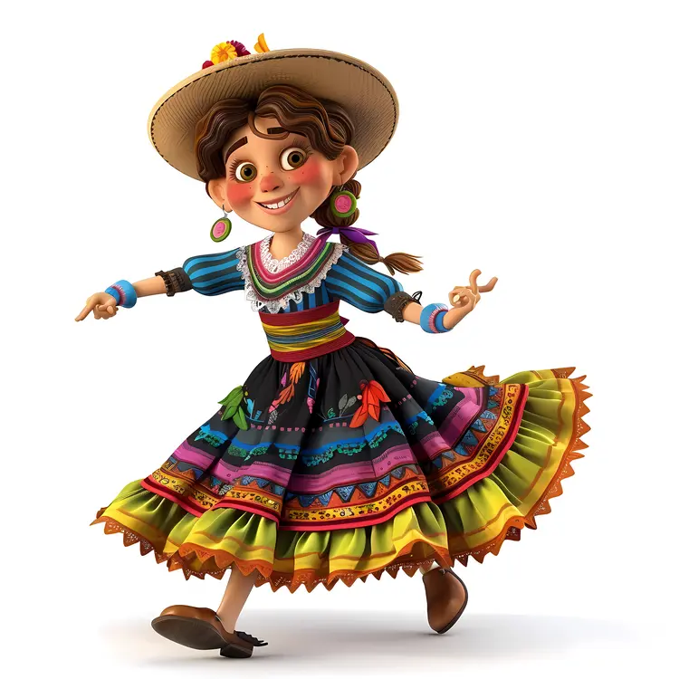 Festive Girl in Colorful Costume