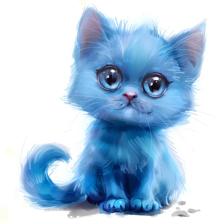 Cute Blue Kitten Illustration