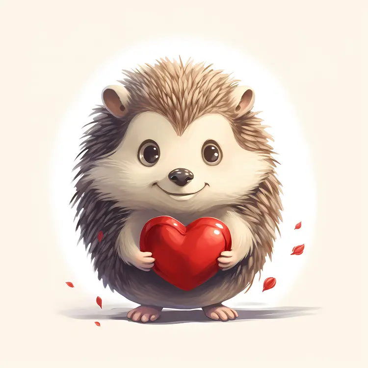 Smiling Hedgehog with a Heart