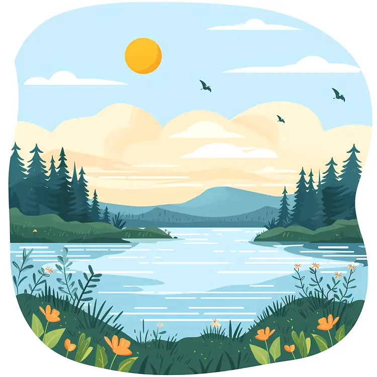 Serene Lake and Mountain Landscape