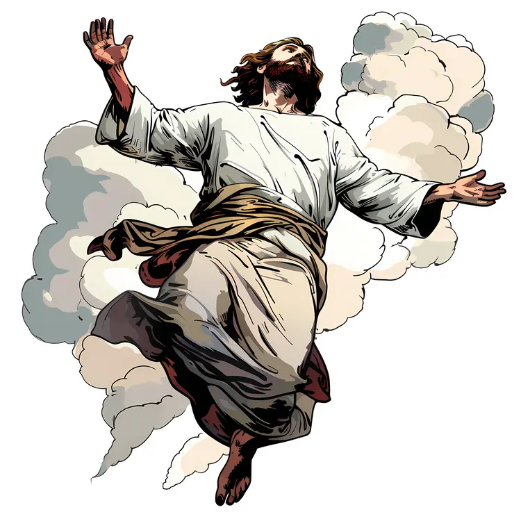Jesus Ascending with Clouds