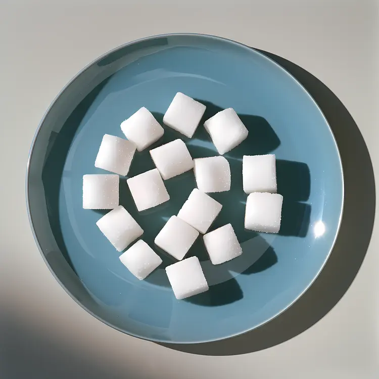 Blue Plate with Multiple Sugar Cubes