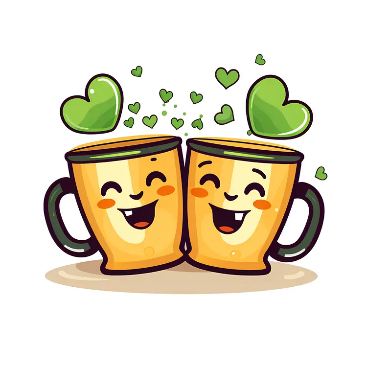 Two Happy Cups Cartoon