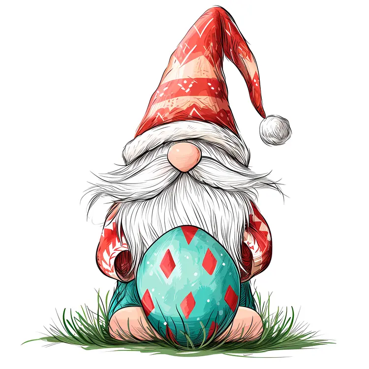 Gnome with a Large Easter Egg