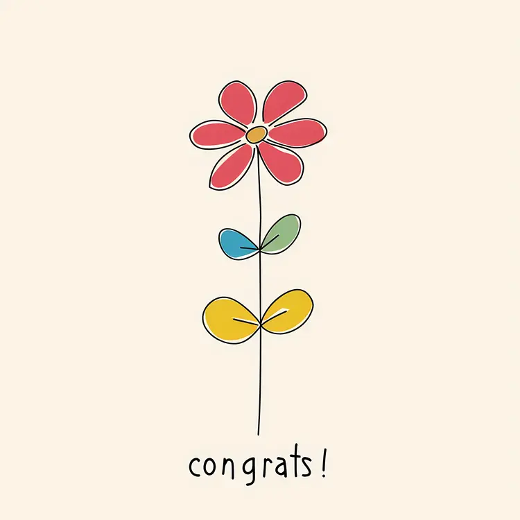 Simple Red Flower with Congrats Text