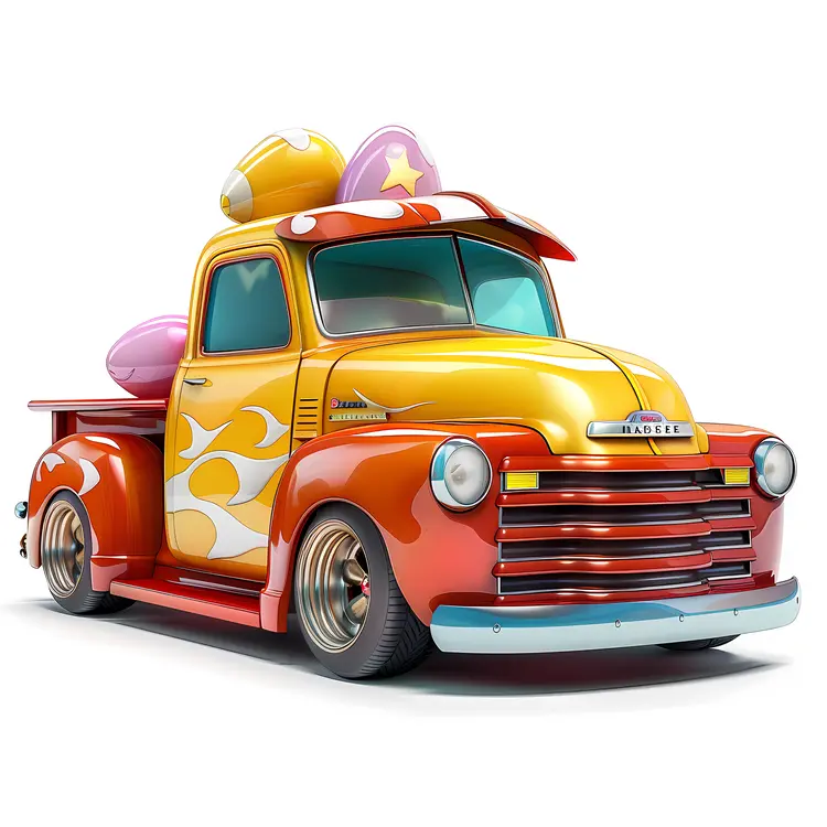 Colorful Truck with Easter Eggs