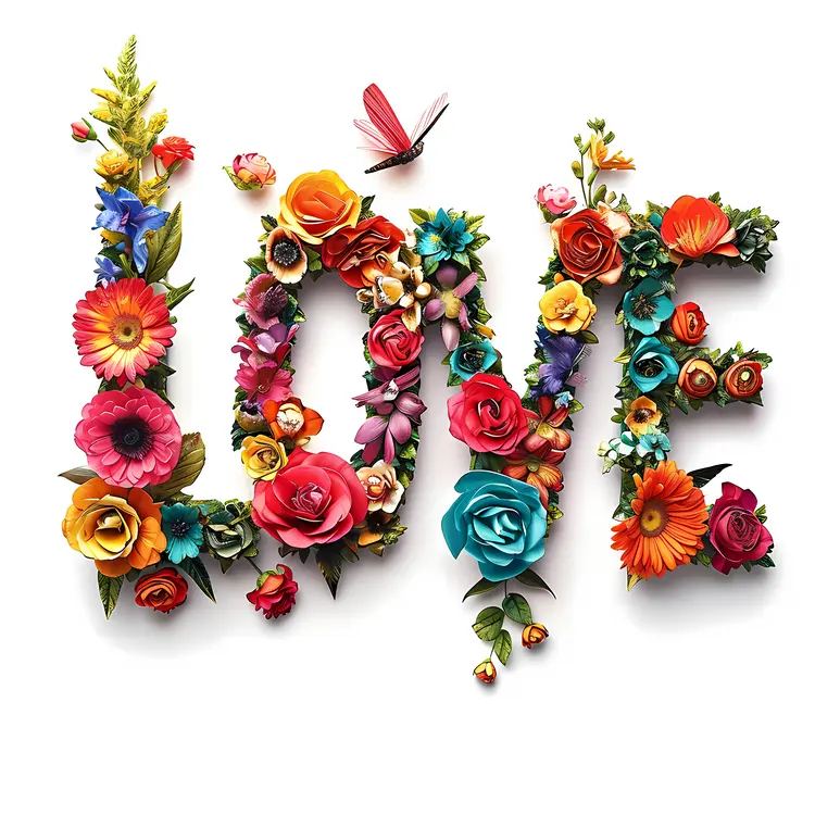 Floral Love Text Art