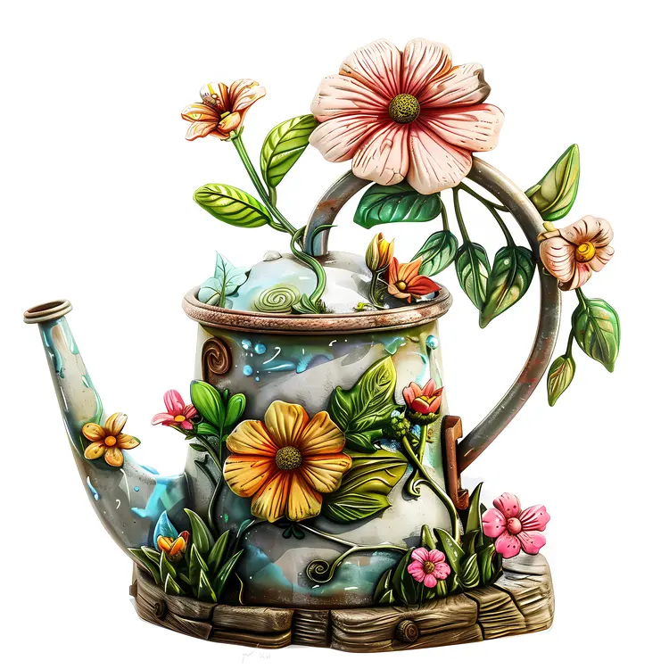 Vintage Teapot with Flowers