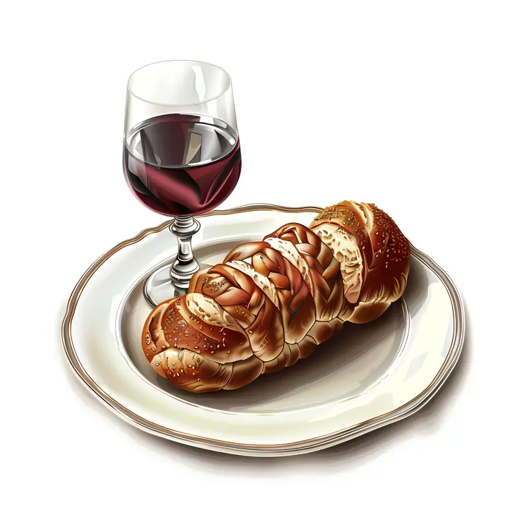 Bread and Wine on Plate