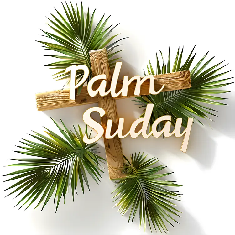 Palm Sunday with Wooden Cross