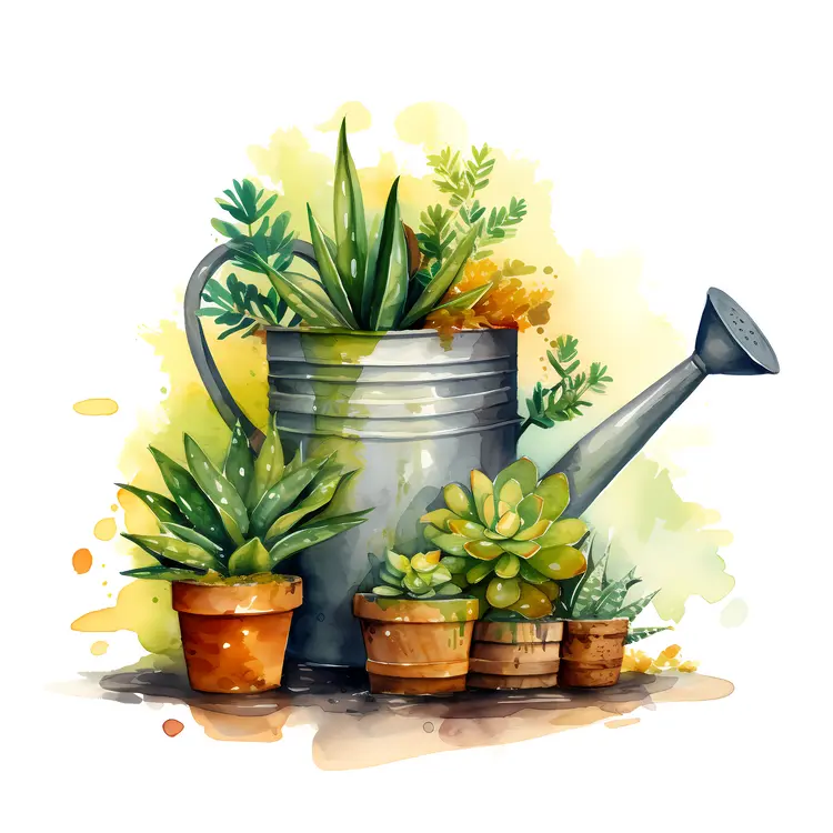 Watering Can with Succulents