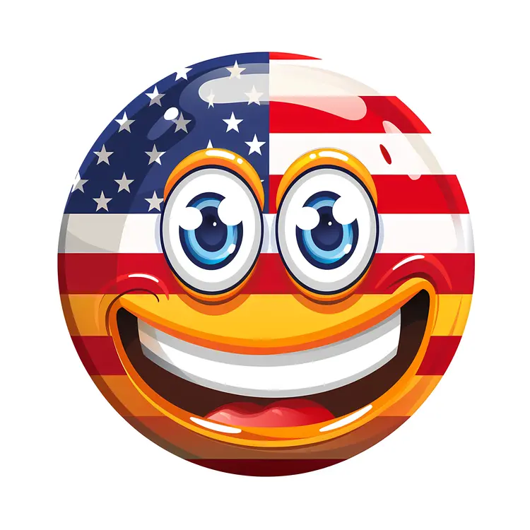 Happy Smiley Face with American Flag