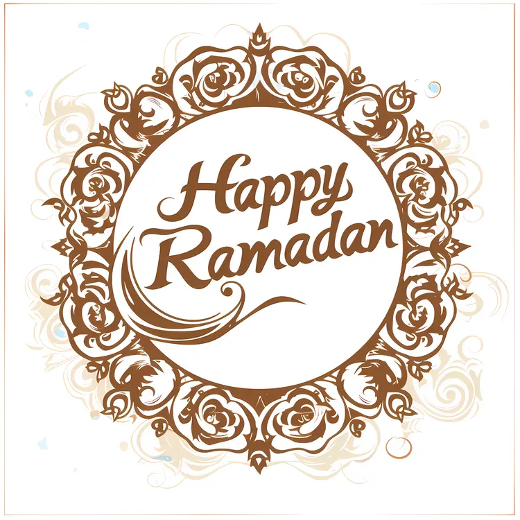 Happy Ramadan with Ornate Frame