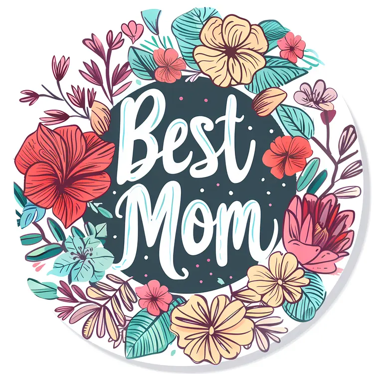 Best Mom Round Floral Design