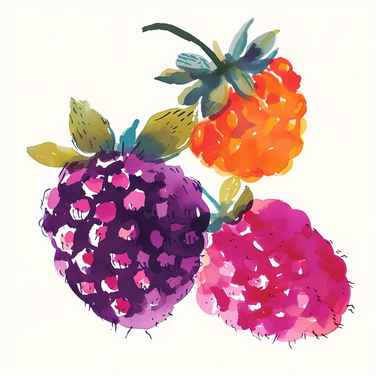 Vibrant Berries Watercolor Illustration
