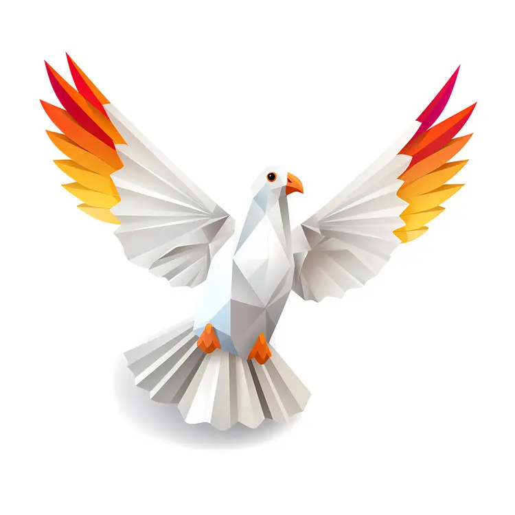 White Dove with Colorful Wings Illustration