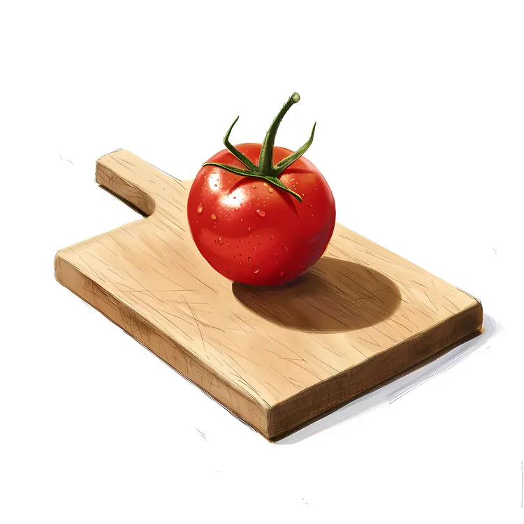 Fresh Tomato on Cutting Board