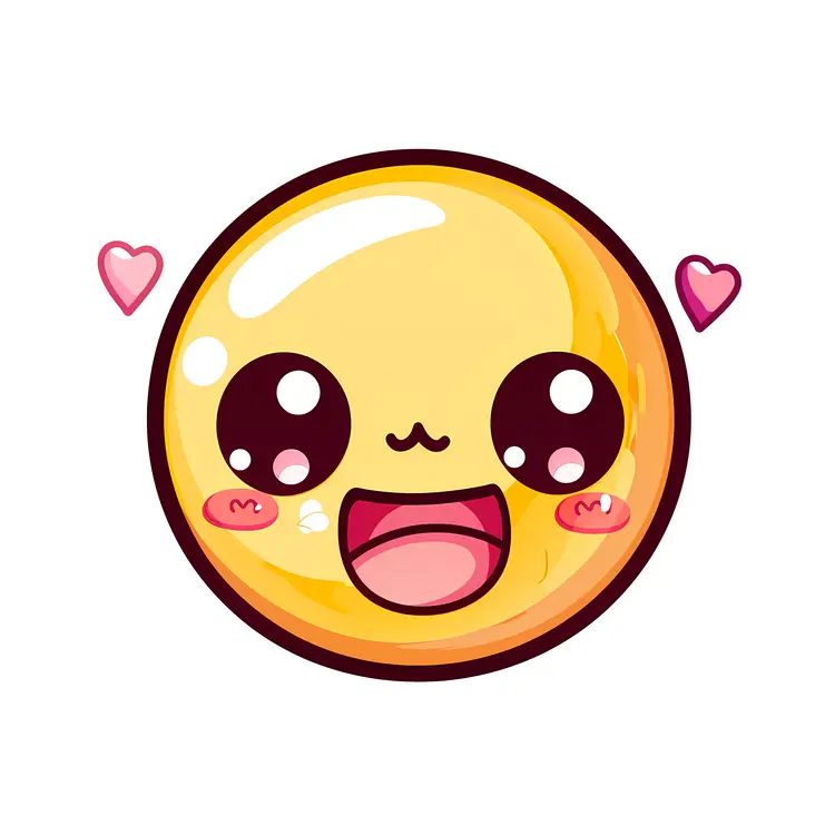 Happy Yellow Emoji with Hearts