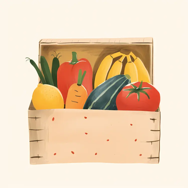 Box of Fresh Fruits and Vegetables