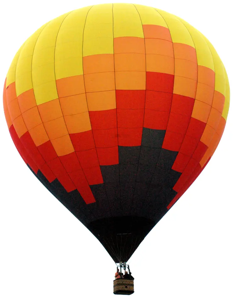 Yellow and Red Hot Air Balloon in the Sky