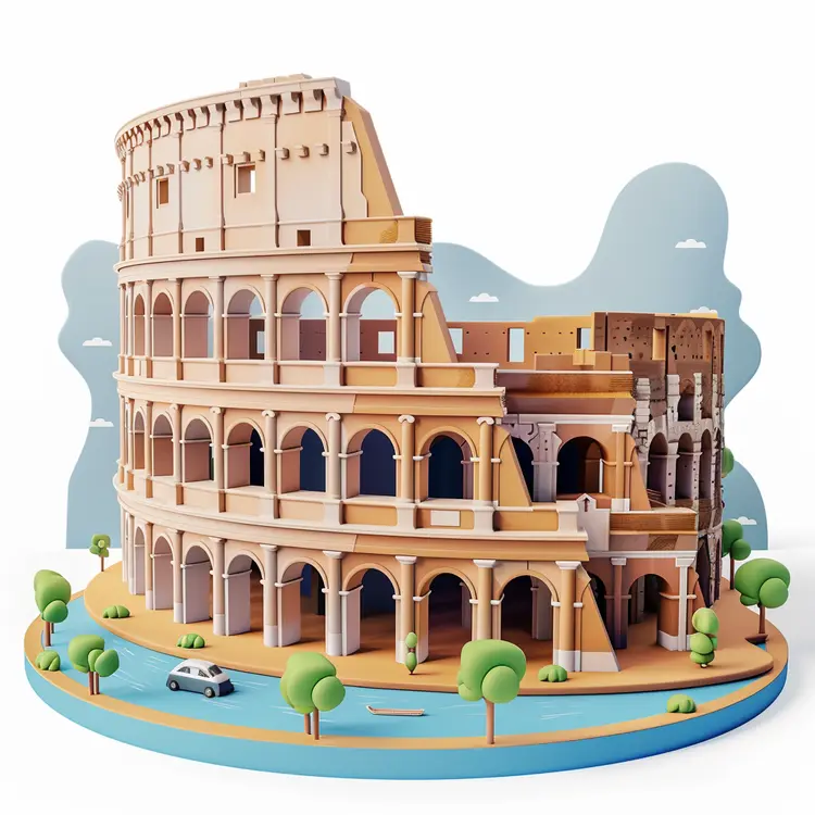 Cartoon Colosseum Model