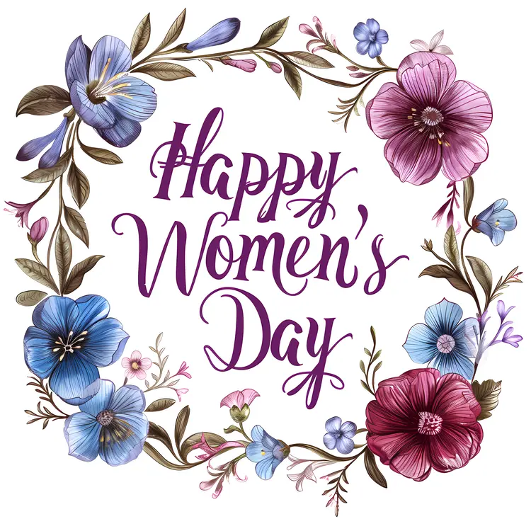 Happy Women's Day Floral Wreath