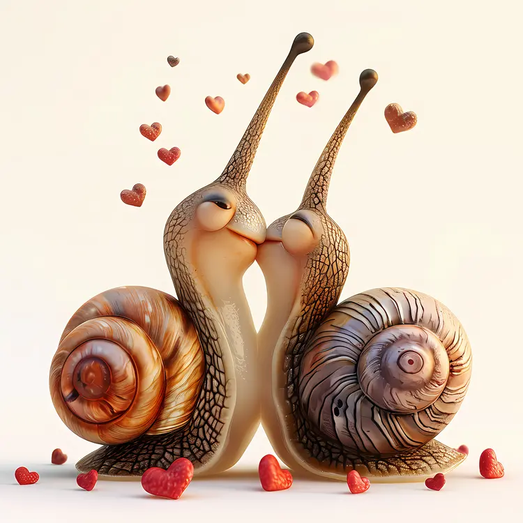 Snails in Love with Hearts