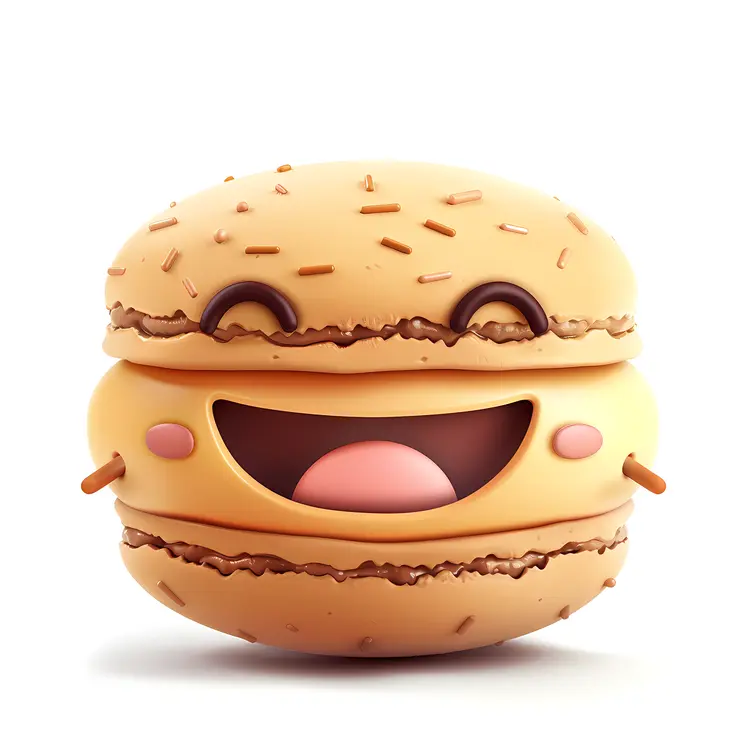 Smiling Macaron Dessert Illustration