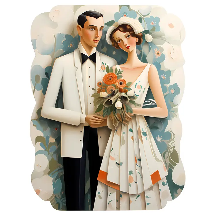 Wedding Couple with Flowers