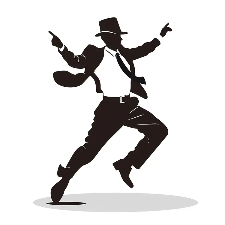 Silhouette of a Dancer in Hat and Suit