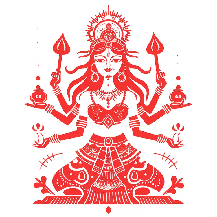 Red Divine Multi-armed Goddess