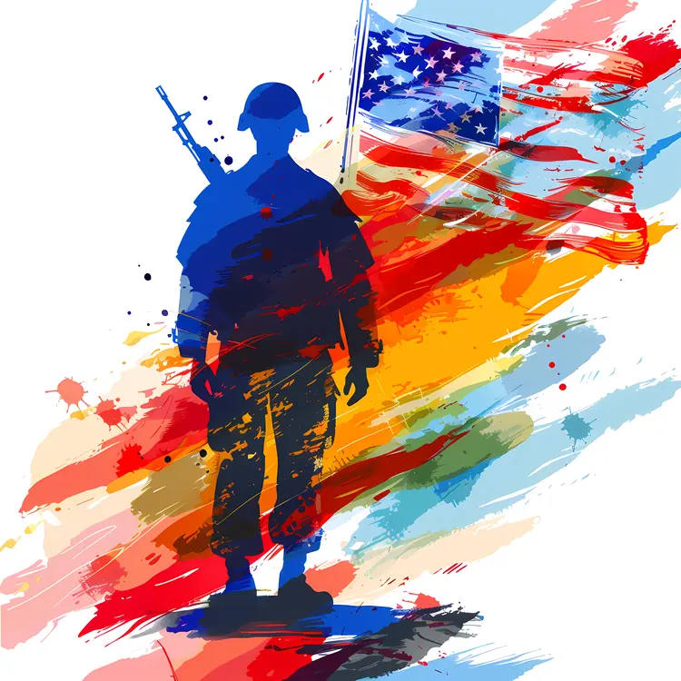 Patriotic Soldier with Flag