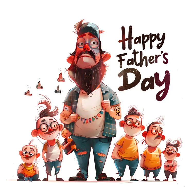 Happy Father's Day with Cartoon Family
