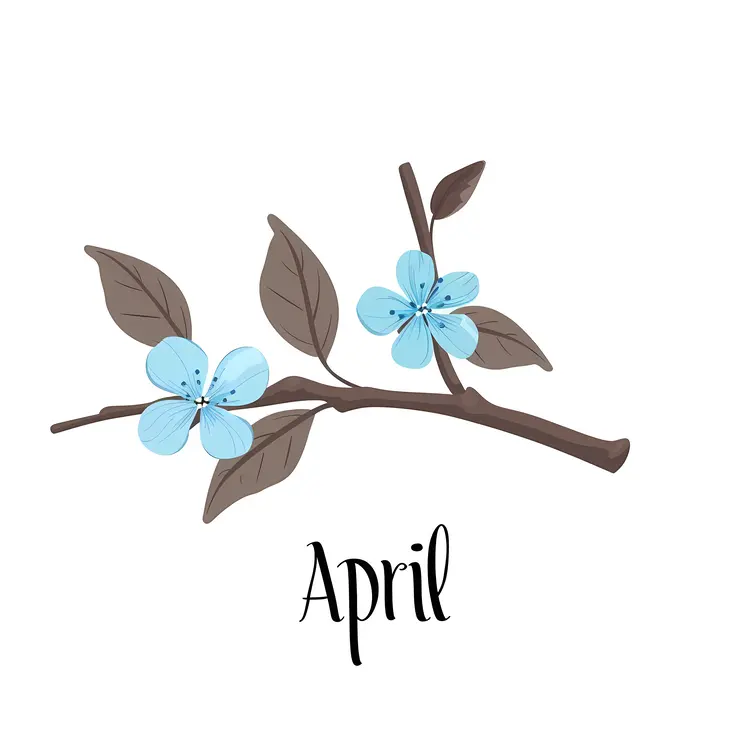 April with Simple Blue Flowers