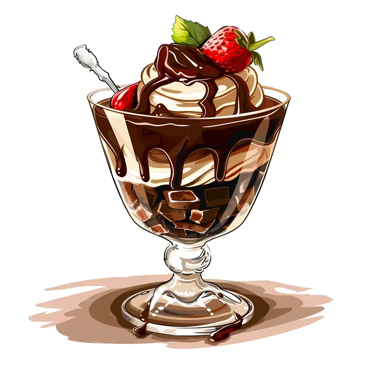 Chocolate Sundae with Strawberries
