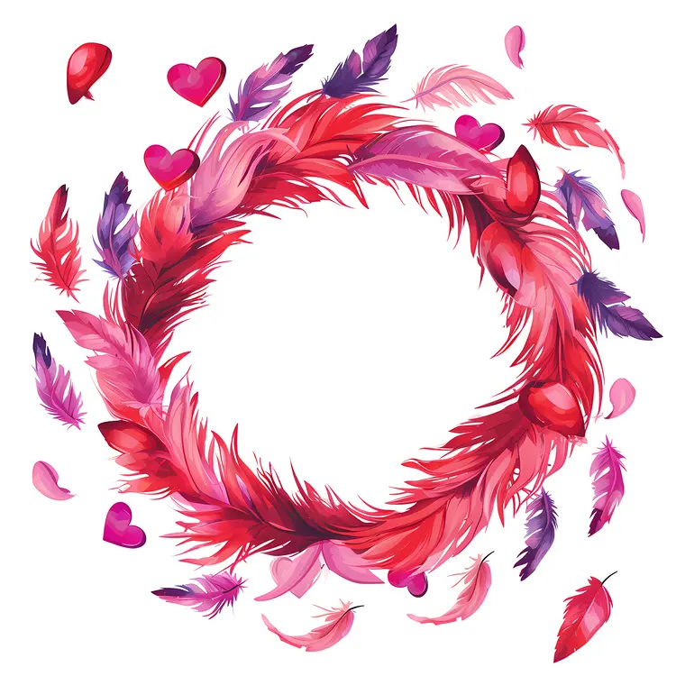 Feather Wreath with Hearts