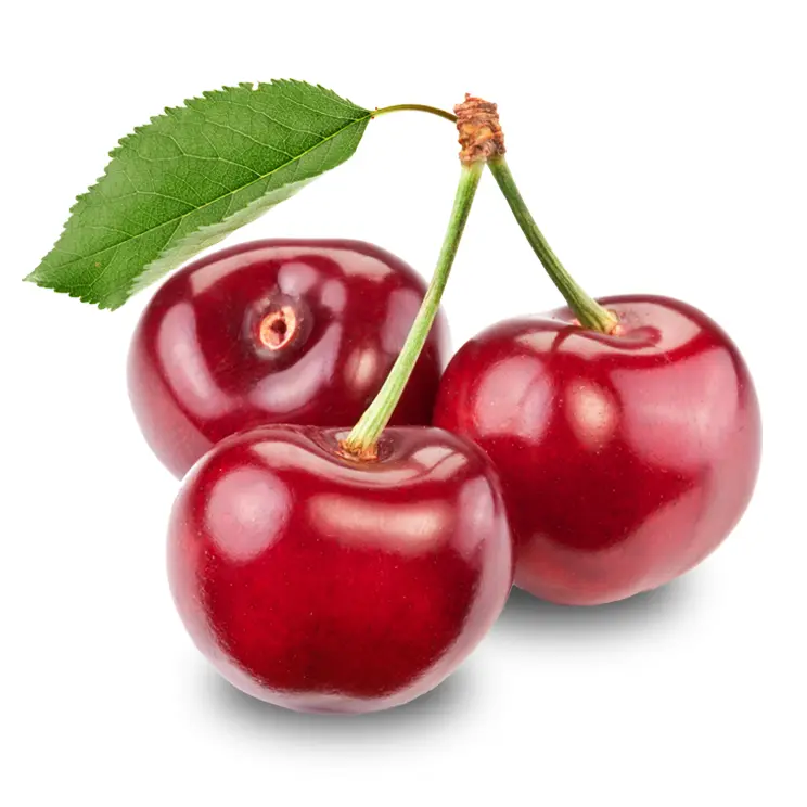 Fresh Red Cherries with Leaf