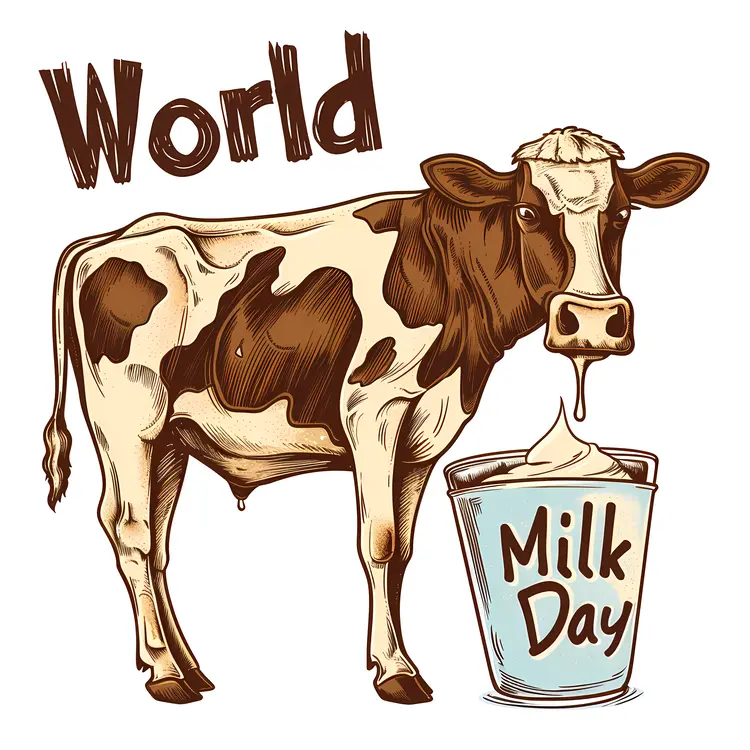 Cow with Milk Bucket for World Milk Day