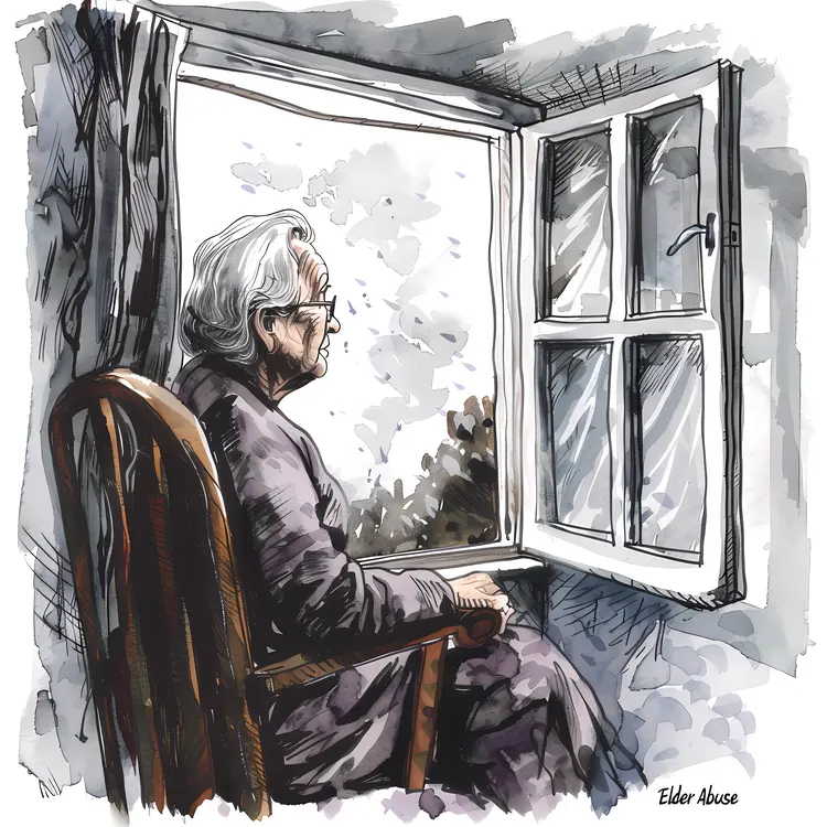 Elderly Woman Looking Out the Window